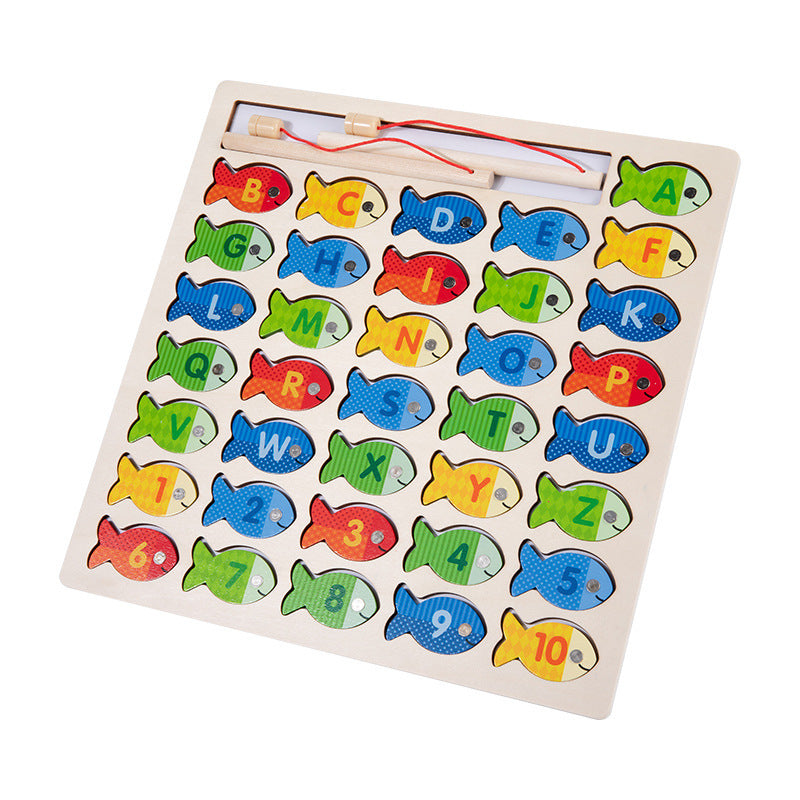Wood Magnetic Fishing Numbers Puzzle Board