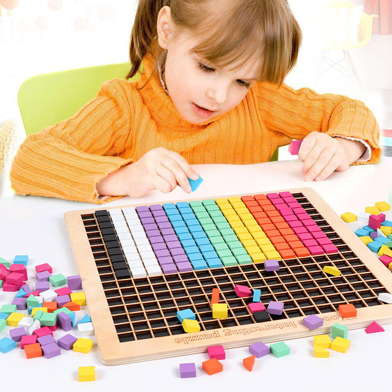 Children's fun wooden pixel block puzzle