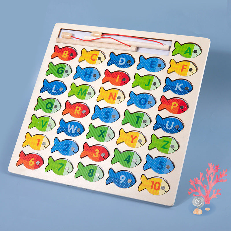Wood Magnetic Fishing Numbers Puzzle Board
