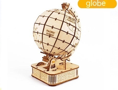 Earth Instrument Puzzle Wooden Assembly Model Handmade Educational Toys World Map Laser Processing