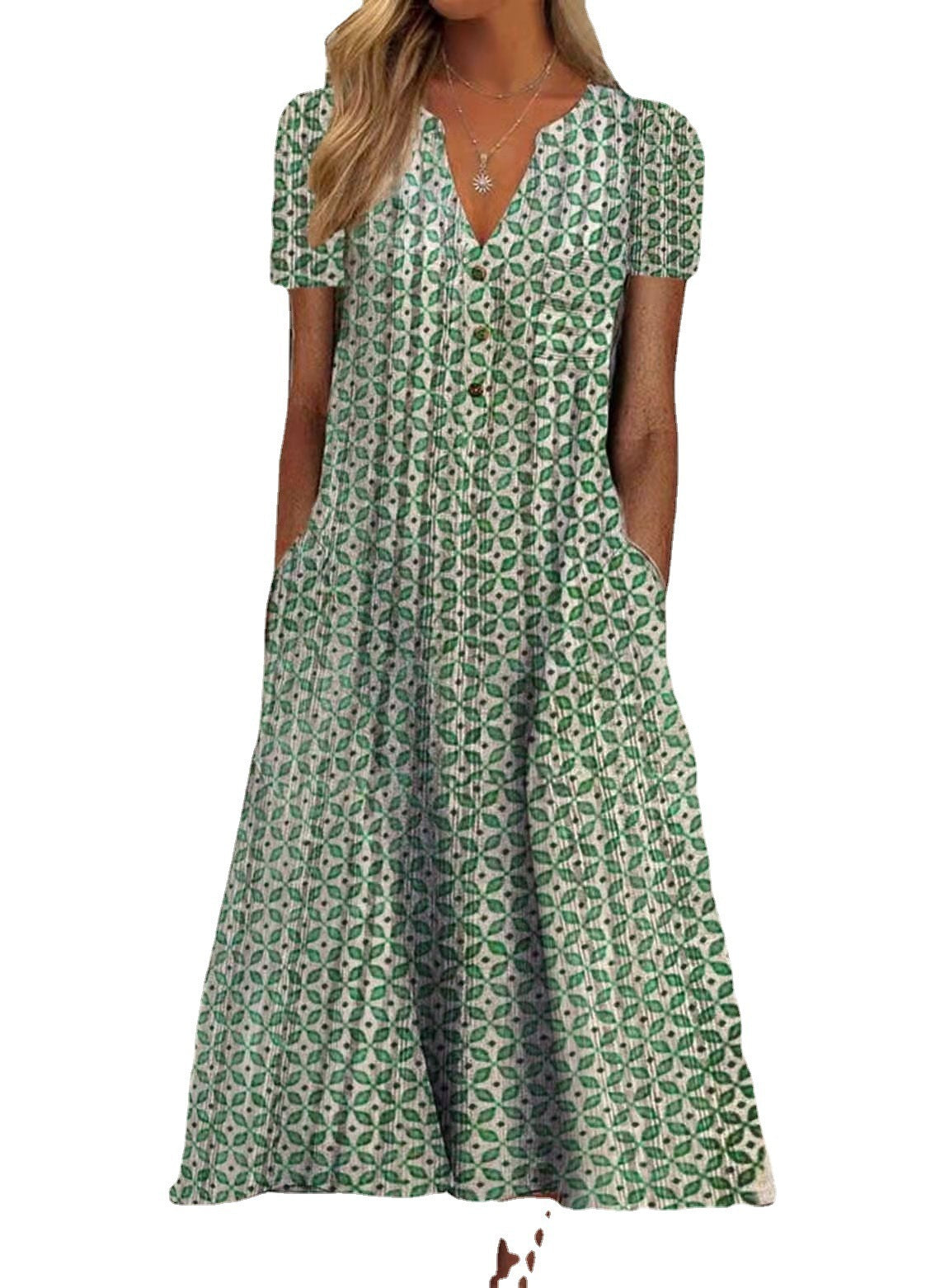 Ladies Print VNeck Maxi Dress Summer