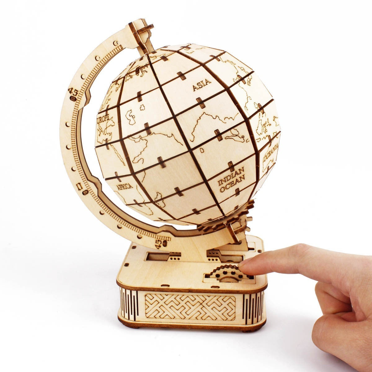 Earth Instrument Puzzle Wooden Assembly Model Handmade Educational Toys World Map Laser Processing