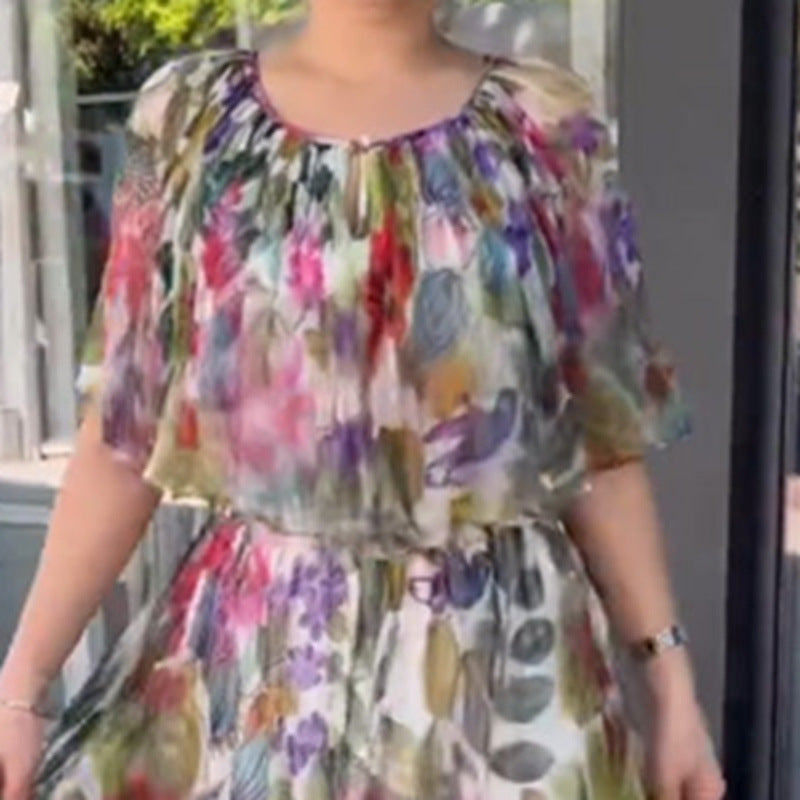Women's Vintage Floral Print Maxi Dress
