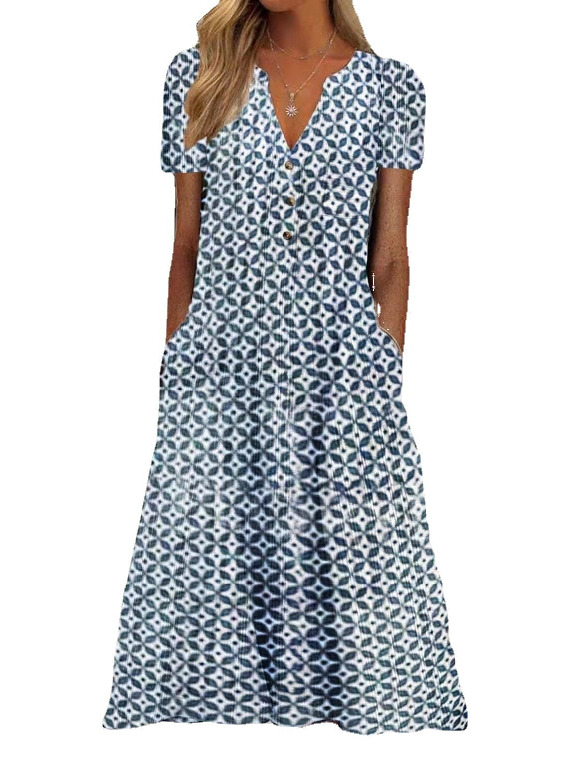 Ladies Print VNeck Maxi Dress Summer