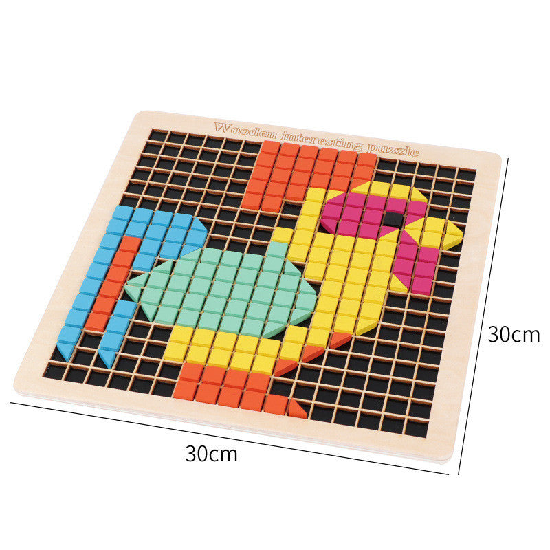 Children's fun wooden pixel block puzzle