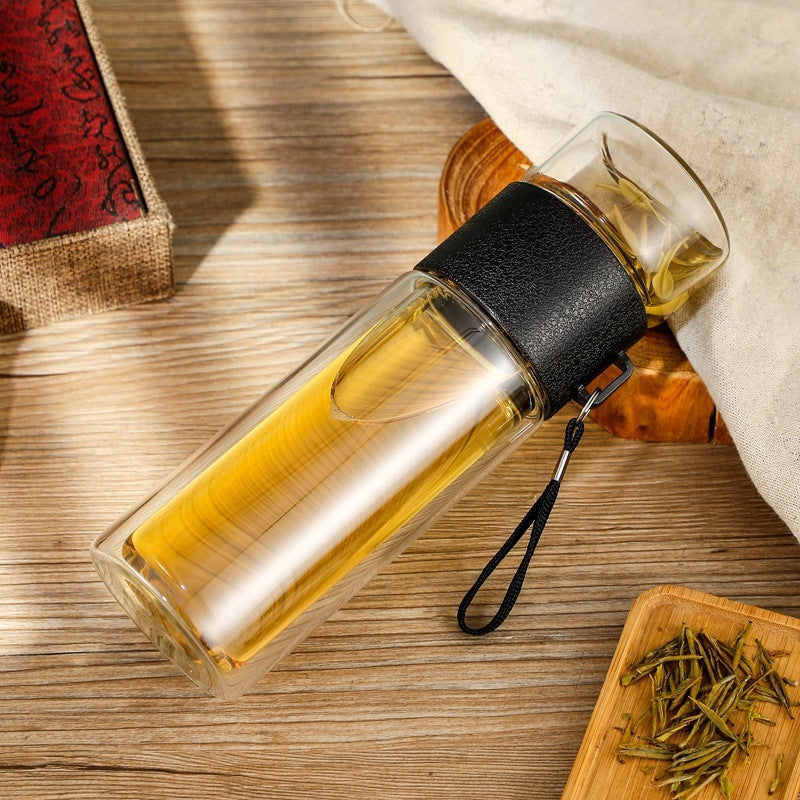 Borosilicate Tea Water Separation Glass Anti-scald Transparent Portable