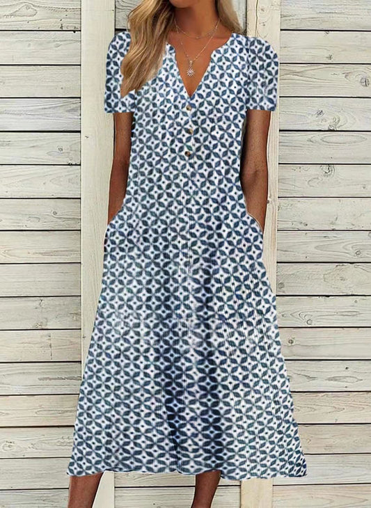 Ladies Print VNeck Maxi Dress Summer