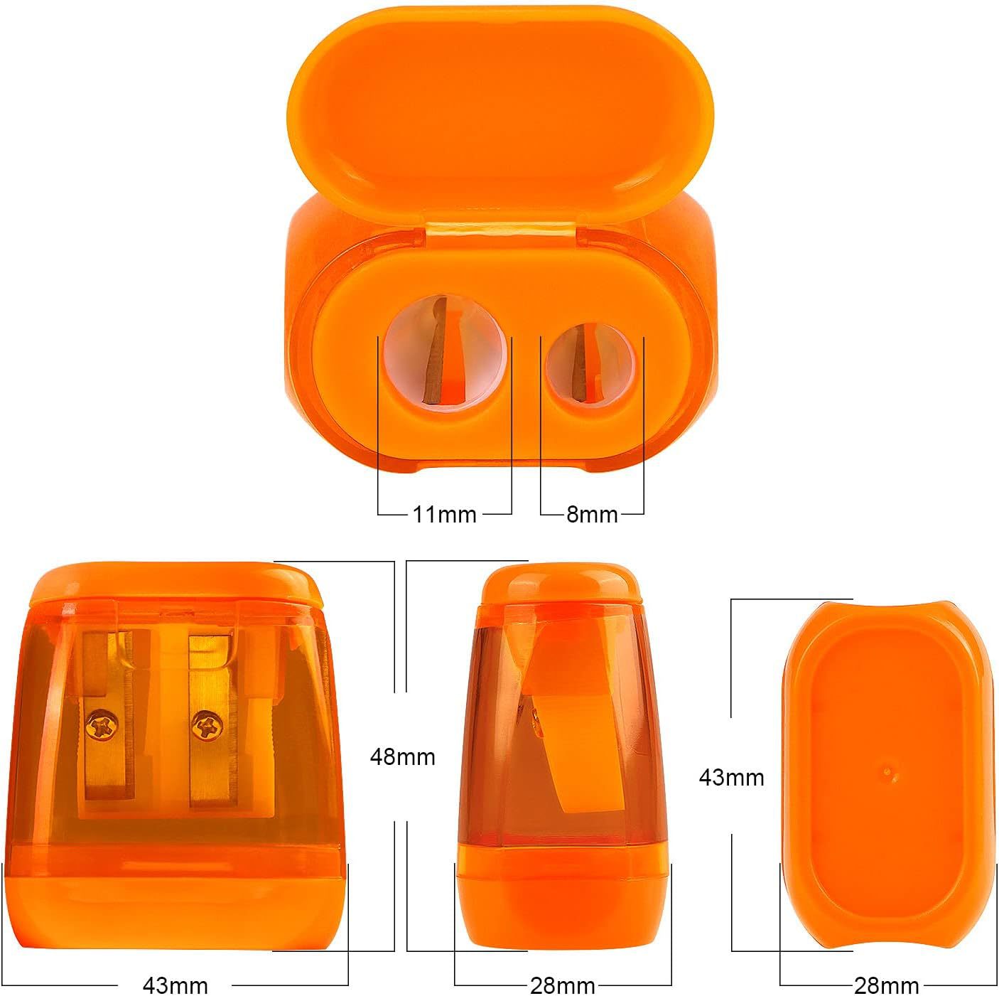 Green Bucket Transparent Plastic Lid Double Hole Pencil Sharpener