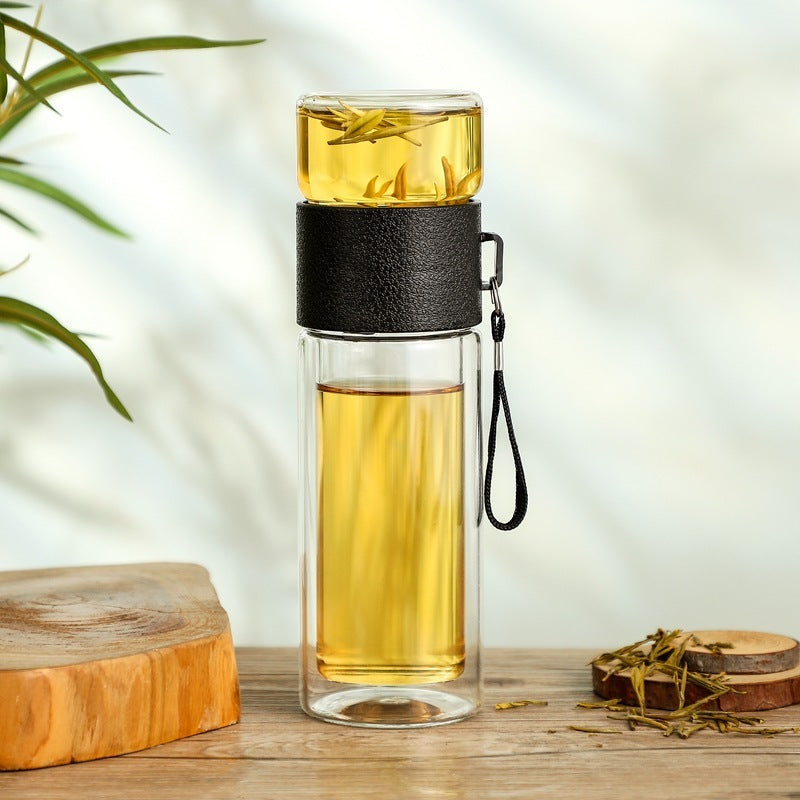 Borosilicate Tea Water Separation Glass Anti-scald Transparent Portable