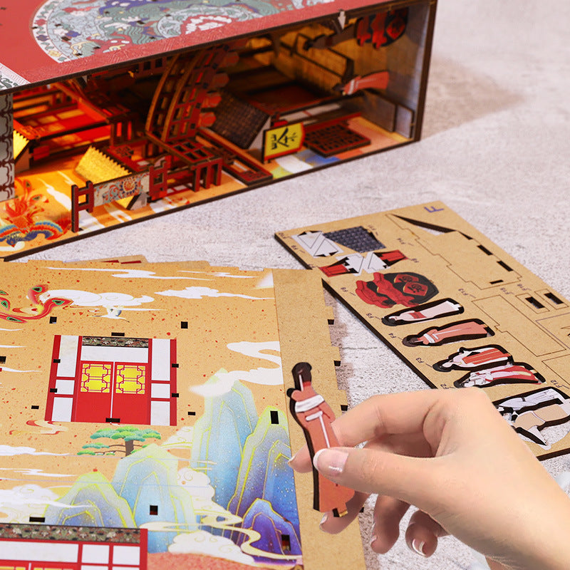 Sakura Town Hand Assembled 3D Stereoscopic Book Model Ornament