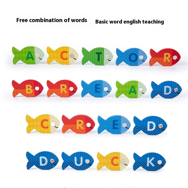 Wood Magnetic Fishing Numbers Puzzle Board