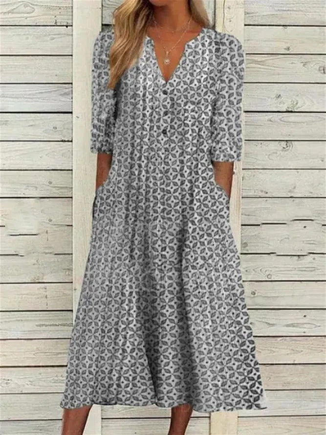 Ladies Print VNeck Maxi Dress Summer