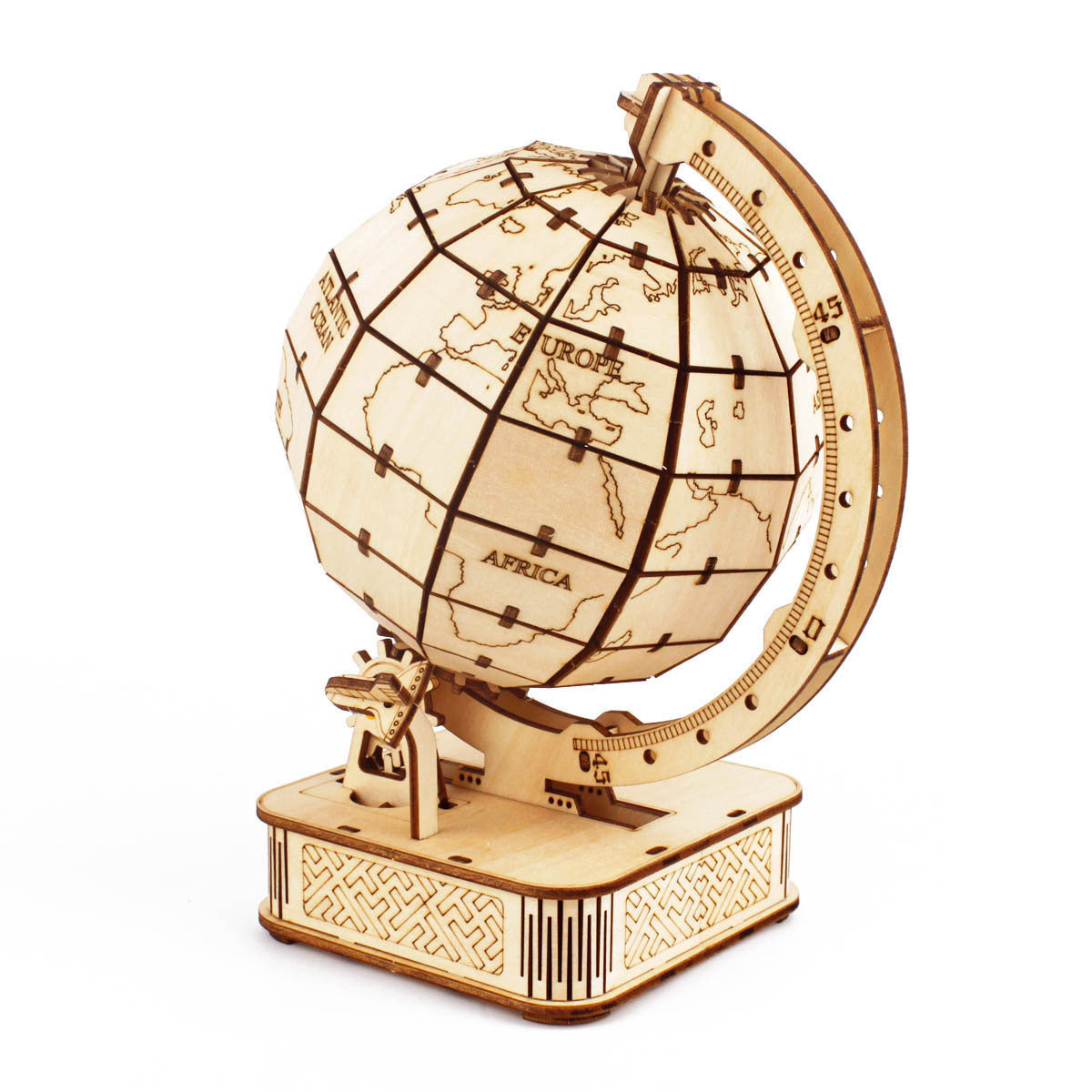 Earth Instrument Puzzle Wooden Assembly Model Handmade Educational Toys World Map Laser Processing