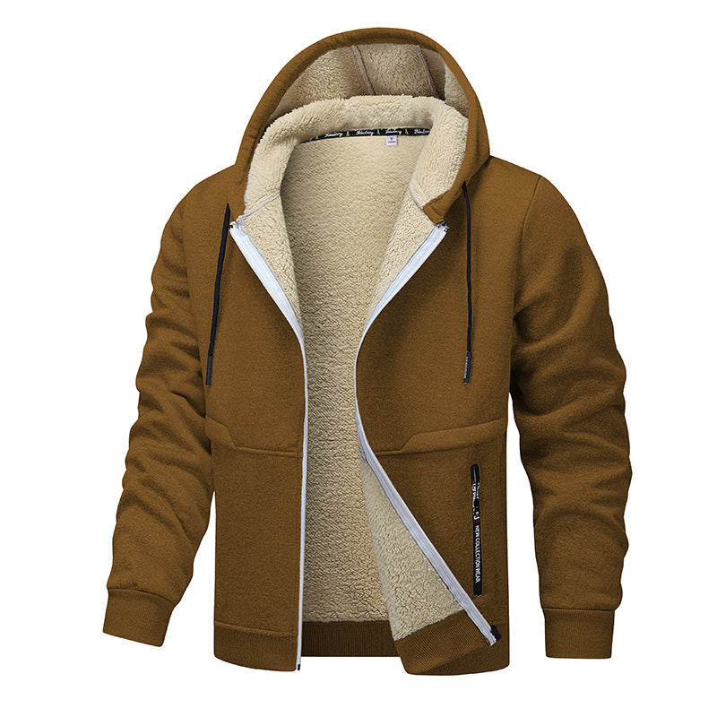 Casual Hoodies For Men Heavyweight Fleece Sweatshirt Winter Thick Sherpa Lined Hooded Zipper Coats