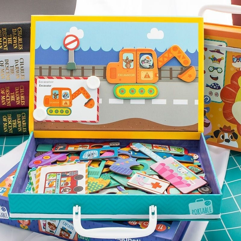 Magnetic Puzzle Children's Puzzle Magnetic Stickers Toys Wooden