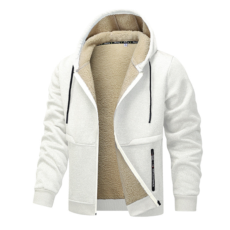 Casual Hoodies For Men Heavyweight Fleece Sweatshirt Winter Thick Sherpa Lined Hooded Zipper Coats