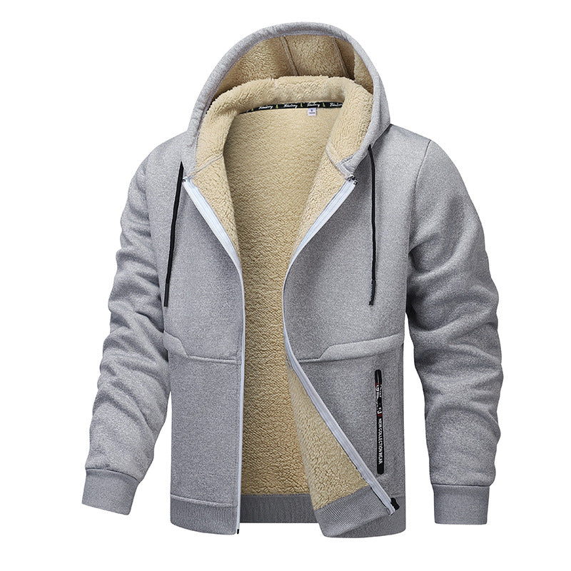 Casual Hoodies For Men Heavyweight Fleece Sweatshirt Winter Thick Sherpa Lined Hooded Zipper Coats