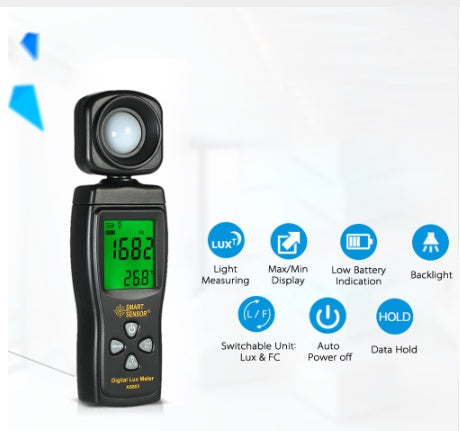 SMART SENSOR AS803 Mini Digital Lux Meter LCD Display Illuminometer UV Radiometers Photometer Luxmeter Light Meter 0-200000 Lux