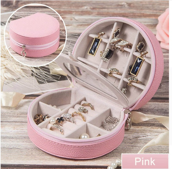 Cosmetic storage box with zipper travel portable jewelry box