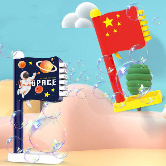 18 Holes Space Bubble Flag Automatic Blower Soap Toys For Kids Children Gift Summer Toys - sidwish