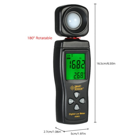 SMART SENSOR AS803 Mini Digital Lux Meter LCD Display Illuminometer UV Radiometers Photometer Luxmeter Light Meter 0-200000 Lux
