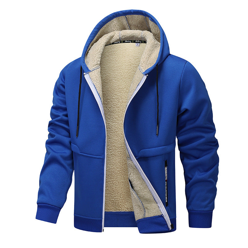 Casual Hoodies For Men Heavyweight Fleece Sweatshirt Winter Thick Sherpa Lined Hooded Zipper Coats