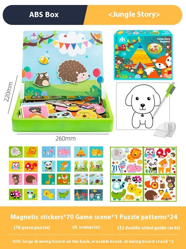 Magnetic Puzzle Children's Puzzle Magnetic Stickers Toys Wooden