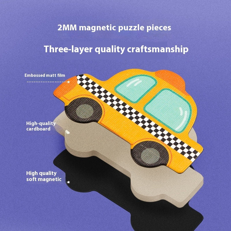 Magnetic Puzzle Children's Puzzle Magnetic Stickers Toys Wooden