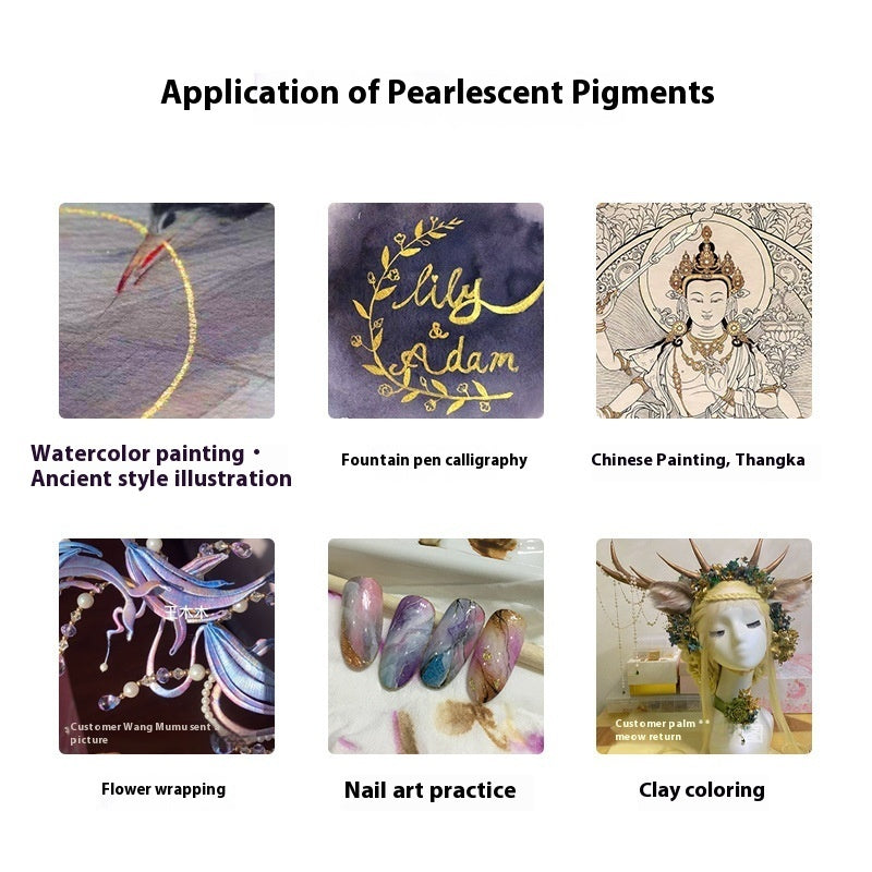 Watercolor Traditional Chinese Painting Fine Brush Calligraphy Wrapped Flower Nail Art Solid Gold Powder