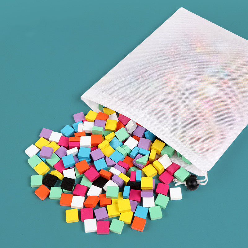 Children's fun wooden pixel block puzzle