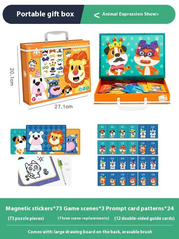 Magnetic Puzzle Children's Puzzle Magnetic Stickers Toys Wooden