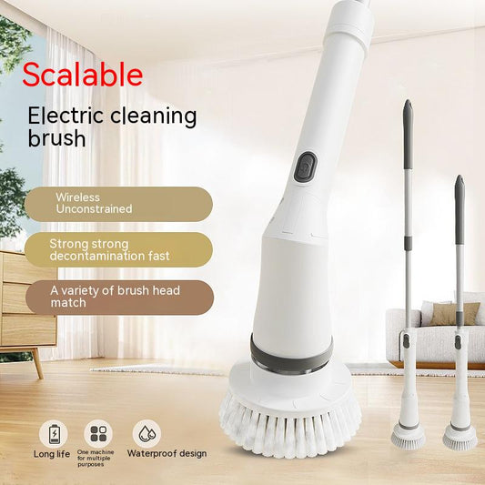 Electric Scrubber Cleaning Wall Long Handle Elbow Telescopic Multifunction Cleaning Brush - Sidwish