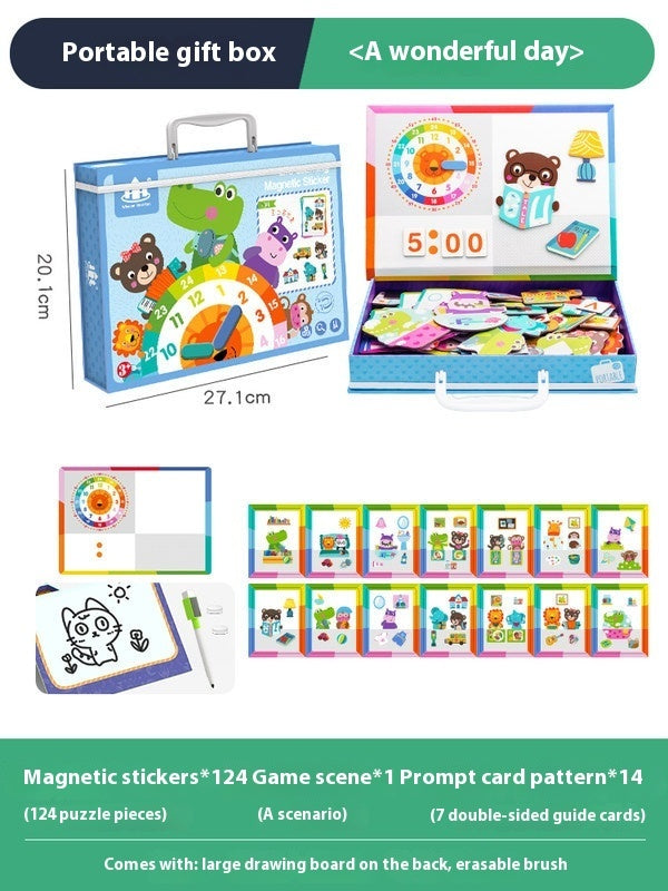 Magnetic Puzzle Children's Puzzle Magnetic Stickers Toys Wooden