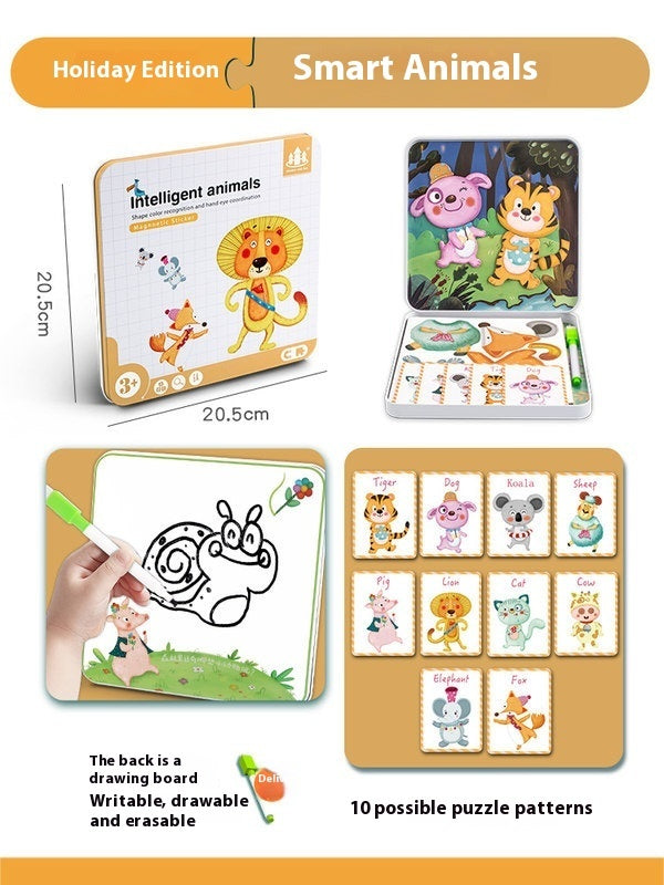 Magnetic Puzzle Children's Puzzle Magnetic Stickers Toys Wooden