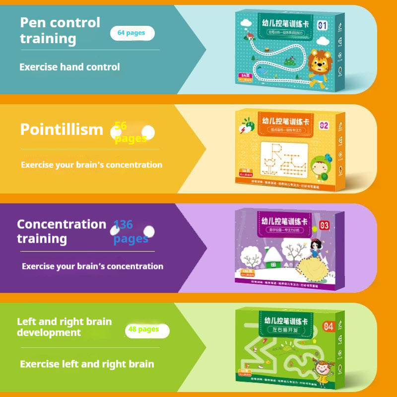 Pen Control Training Book Kindergarten Erasable Children Early Education Pen Wielding Practice Card Toy