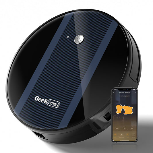 Geek Smart Robot Vacuum Cleaner G6 Plus, Ultra-Thin, 1800Pa Strong Suction, Automatic Self-Charging, Wi-Fi Connectivity, App Control - Sidwish