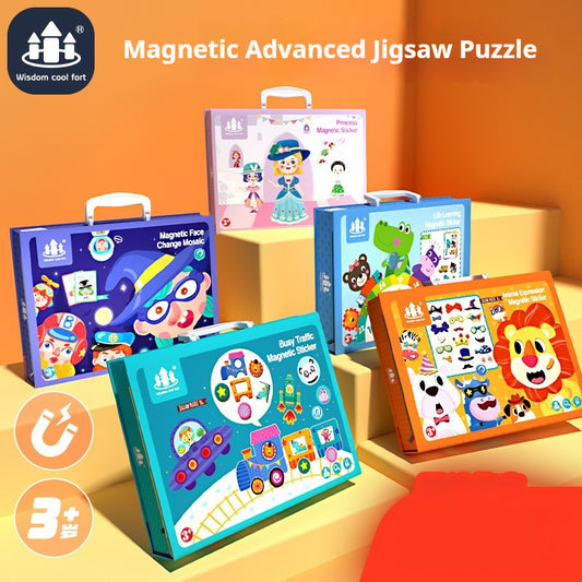 Magnetic Puzzle Children's Puzzle Magnetic Stickers Toys Wooden