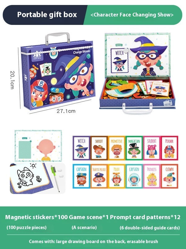 Magnetic Puzzle Children's Puzzle Magnetic Stickers Toys Wooden