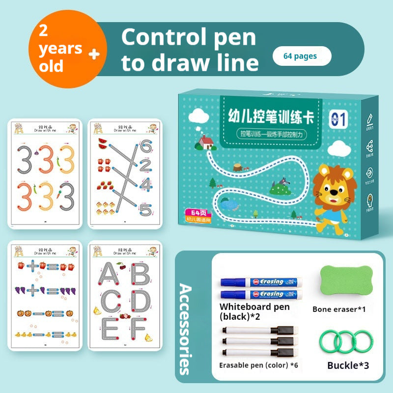 Pen Control Training Book Kindergarten Erasable Children Early Education Pen Wielding Practice Card Toy
