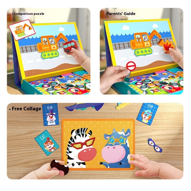 Magnetic Puzzle Children's Puzzle Magnetic Stickers Toys Wooden