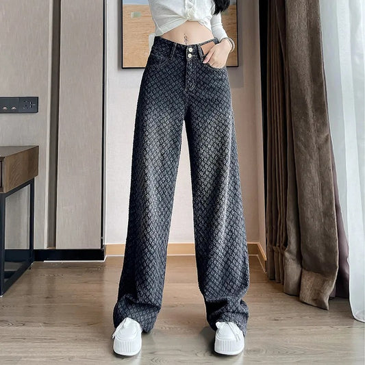 Jeans Women's Wide-leg Trousers High Waist Gradient Color - Sidwish