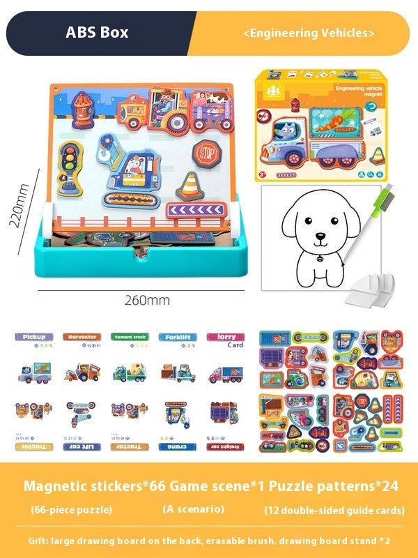Magnetic Puzzle Children's Puzzle Magnetic Stickers Toys Wooden