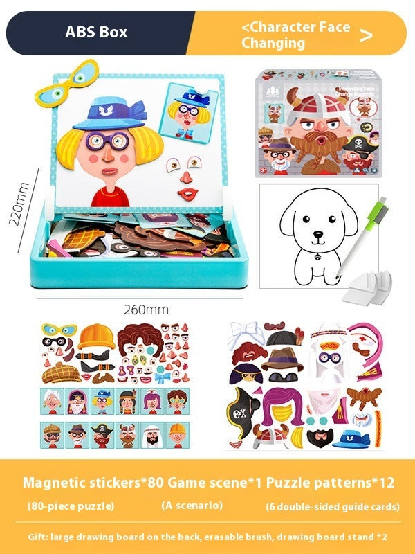 Magnetic Puzzle Children's Puzzle Magnetic Stickers Toys Wooden