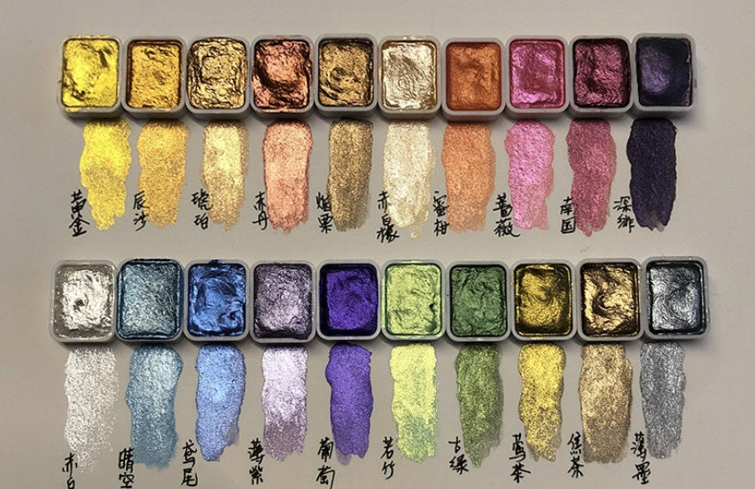 Silver Powder Mineral Pearl Watercolor Packaging Thangka