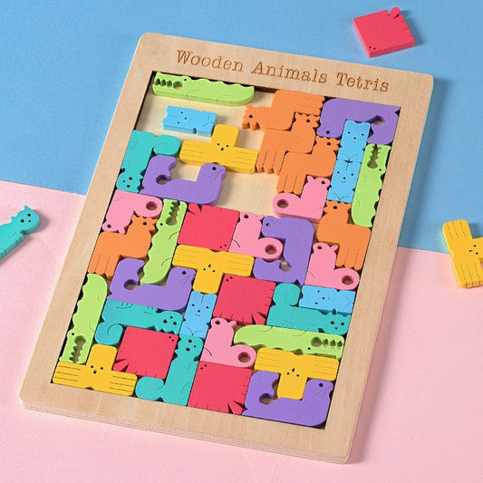 Children's Wooden Magnetic Puzzle Building Block Puzzle - sidwish