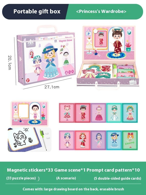 Magnetic Puzzle Children's Puzzle Magnetic Stickers Toys Wooden