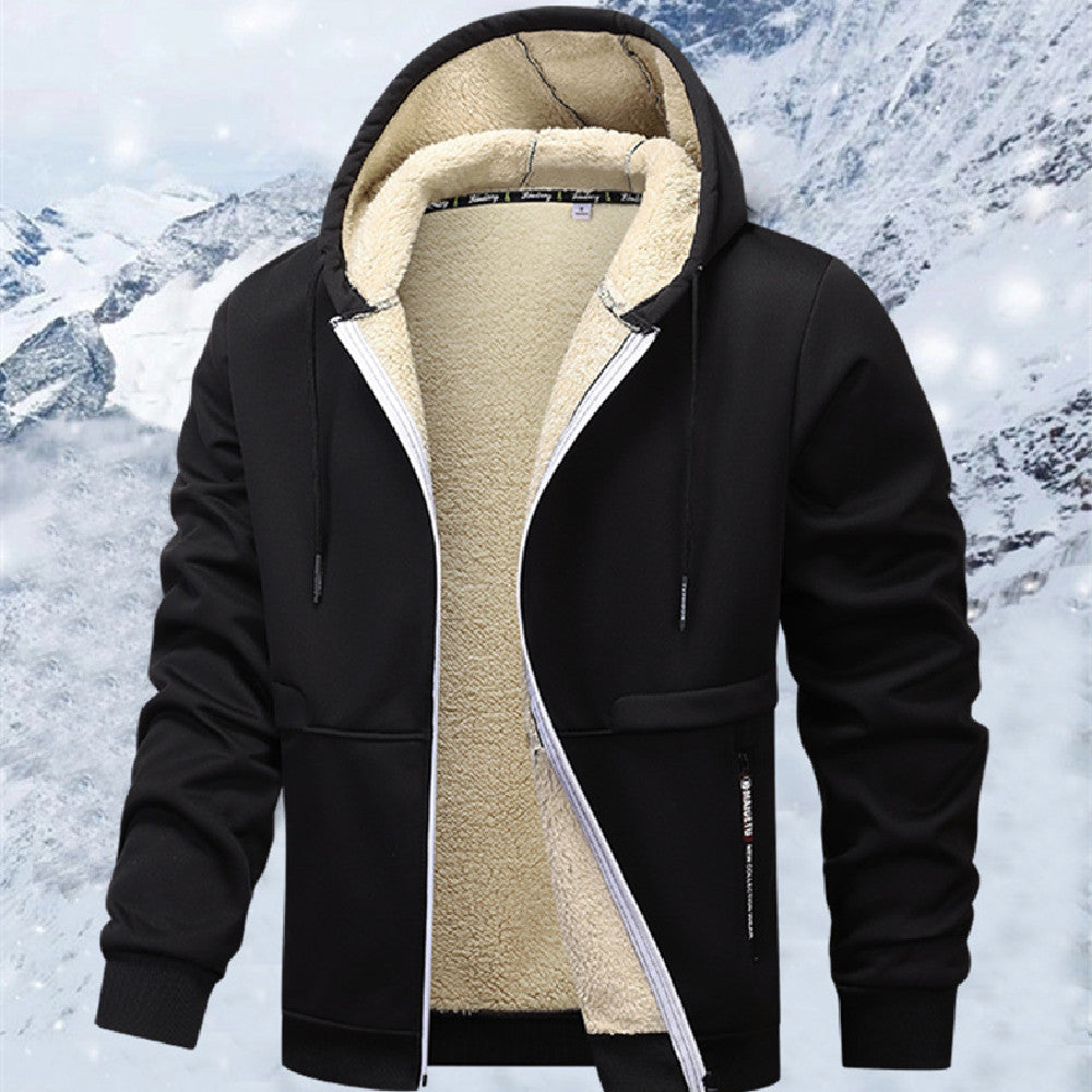 Casual Hoodies For Men Heavyweight Fleece Sweatshirt Winter Thick Sherpa Lined Hooded Zipper Coats