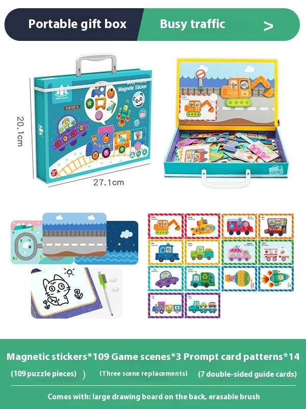 Magnetic Puzzle Children's Puzzle Magnetic Stickers Toys Wooden