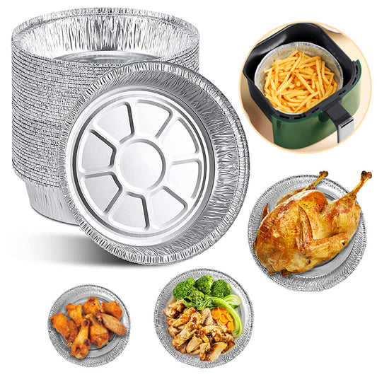 Non-stick Aluminum Foil Liners Air Fryer Disposable Paper Liner Oil-proof Steaming Basket Kitchen Tool BBQ Drip Pan Tray - Sidwish