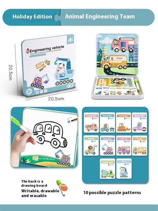 Magnetic Puzzle Children's Puzzle Magnetic Stickers Toys Wooden